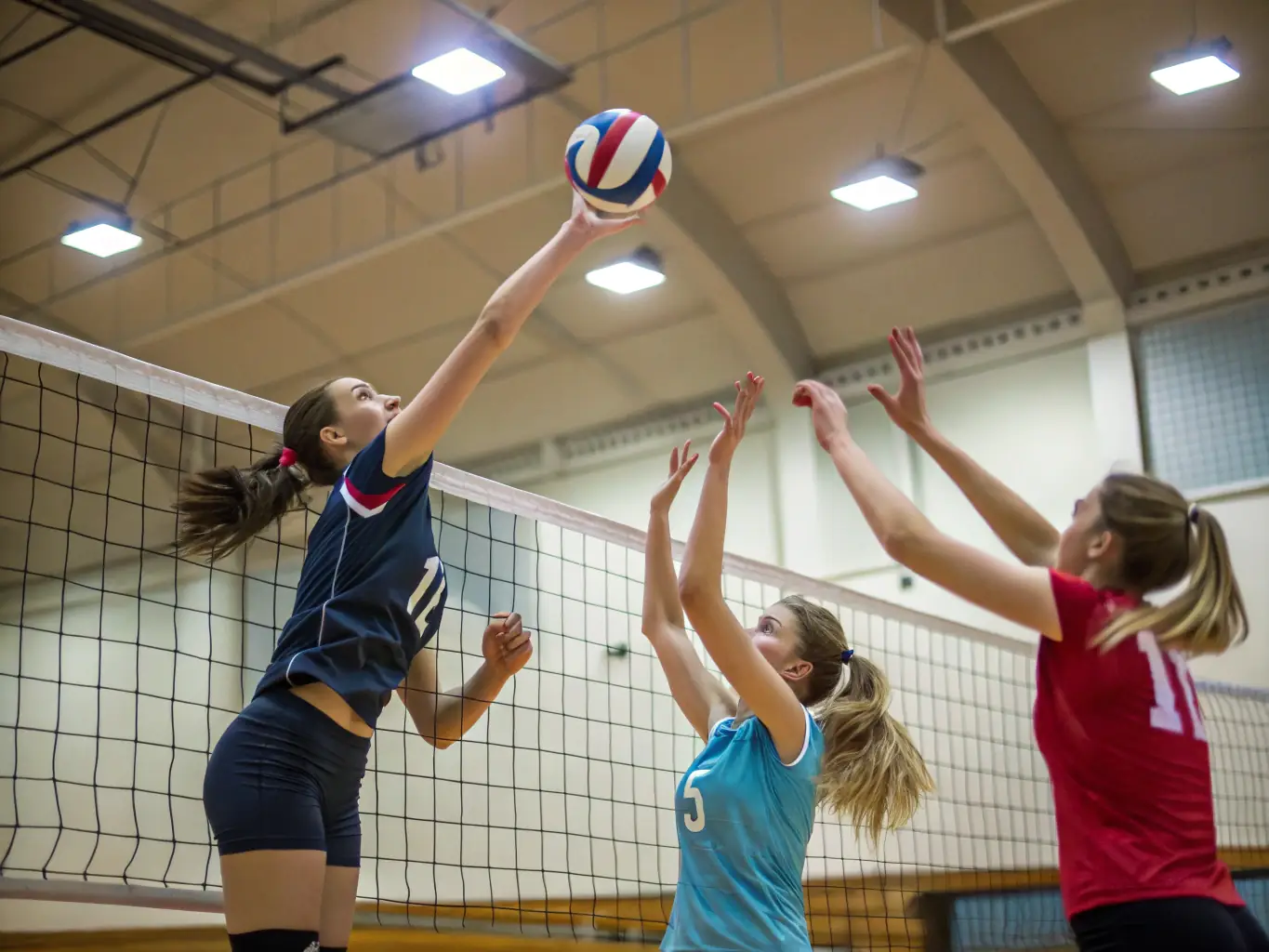 An image of adults participating in a recreational sports activity, such as volleyball or aerobics, highlighting the social and fitness benefits of the program.